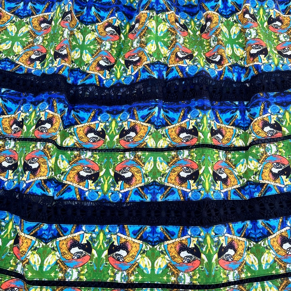 Sam Edelman High Waist Parrot Print multicolor Skirt Size 8 - Picture 7 of 7